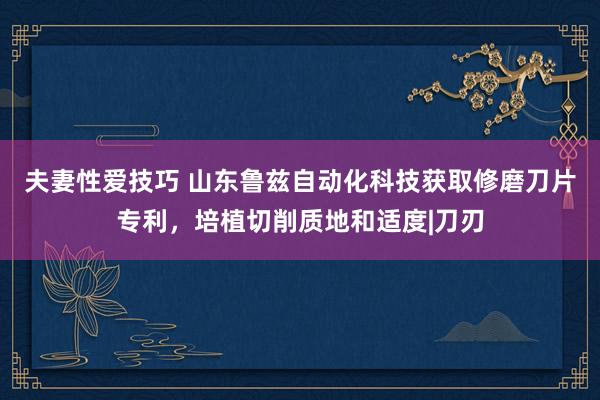 夫妻性爱技巧 山东鲁兹自动化科技获取修磨刀片专利，培植切削质地和适度|刀刃