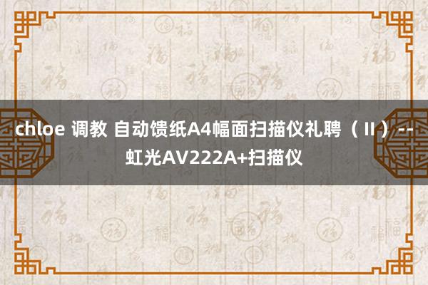 chloe 调教 自动馈纸A4幅面扫描仪礼聘（Ⅱ）--虹光AV222A+扫描仪