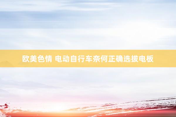 欧美色情 电动自行车奈何正确选拔电板