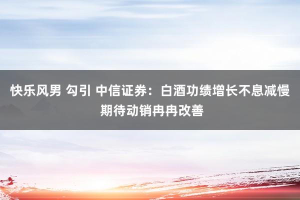 快乐风男 勾引 中信证券：白酒功绩增长不息减慢 期待动销冉冉
